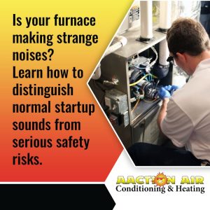 A technician inspecting an open furnace unit