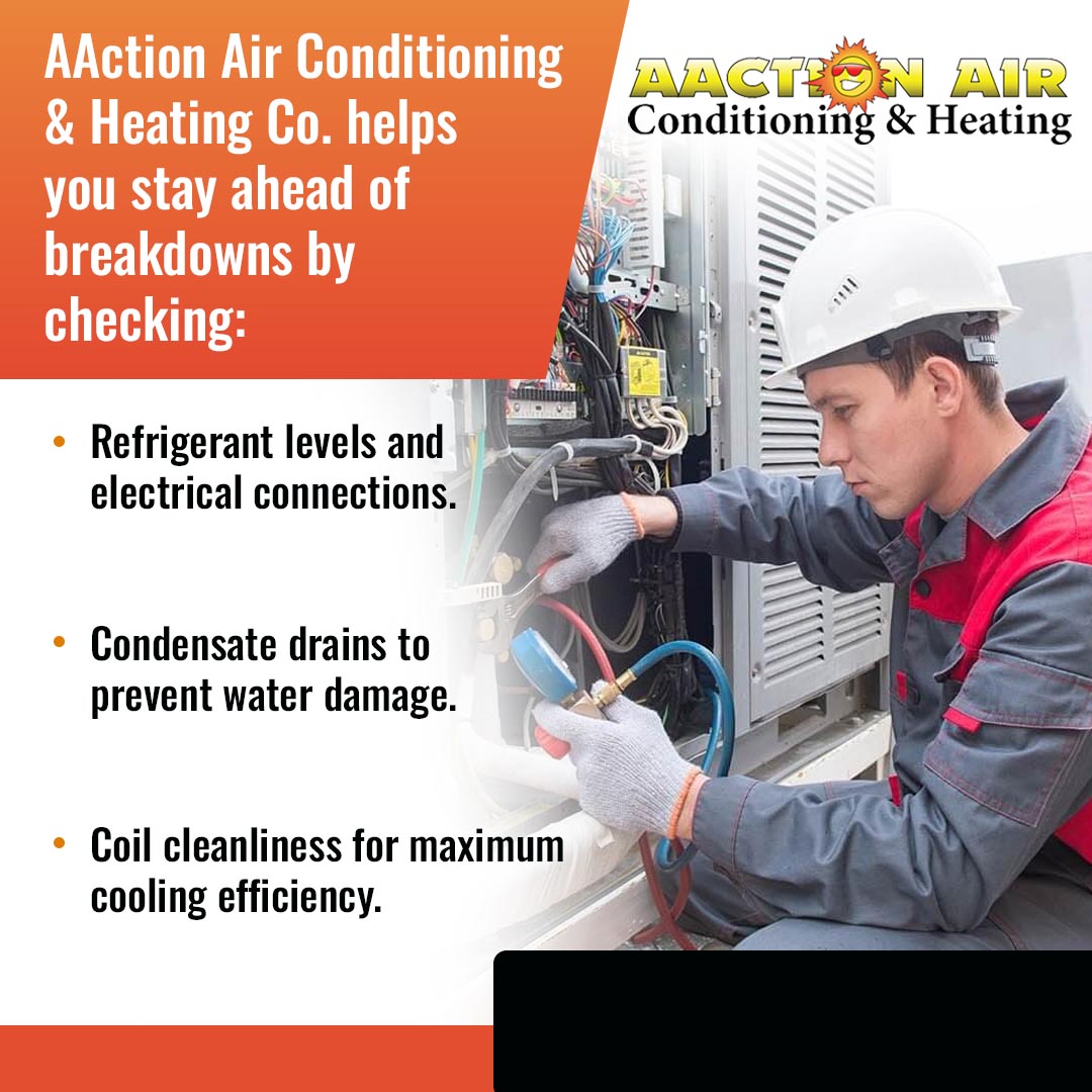 HVAC technician checking refrigerant lines and electrical connections inside an air conditioning system.